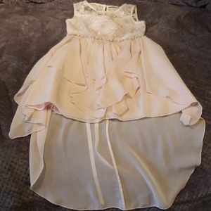 Girl's soft pink high-low embellished dress